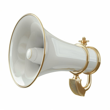 Megaphone isolated on white background. 3d render. High resolutionの素材