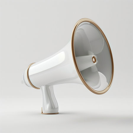 Megaphone isolated on a white background. 3d rendering.の素材