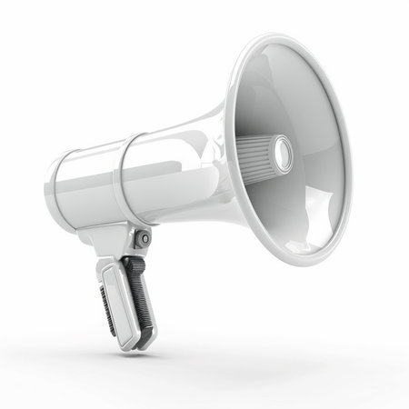 Megaphone isolated on white background. 3d rendering. High resolution.の素材