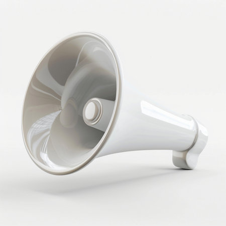 Megaphone on a white background. 3d render image.の素材
