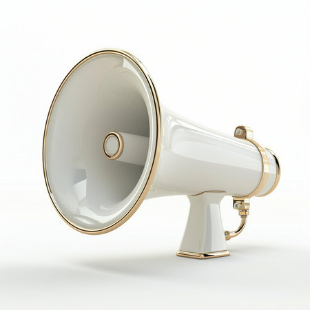 Megaphone isolated on white background. 3d render illustration.の素材