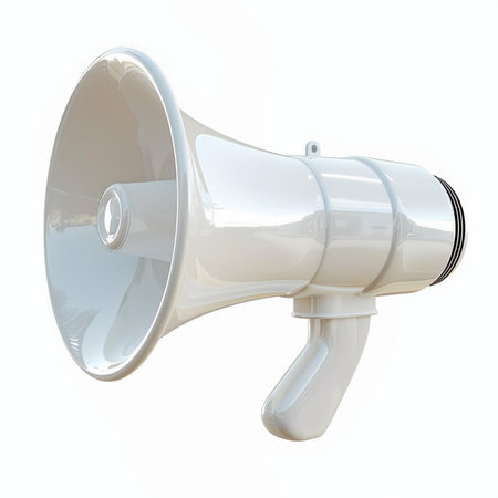Megaphone isolated on white background. 3d render illustration.の素材