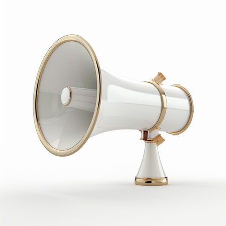 megaphone isolated on a white background. 3d rendering.の素材