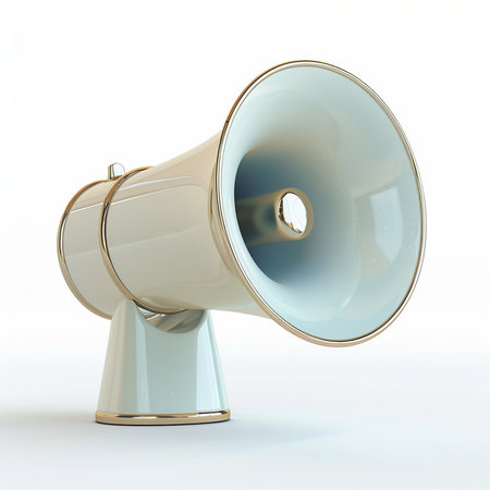 Megaphone isolated on white background. 3d render. Business conceptの素材