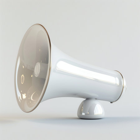 Megaphone on a white background. 3d render illustration.の素材