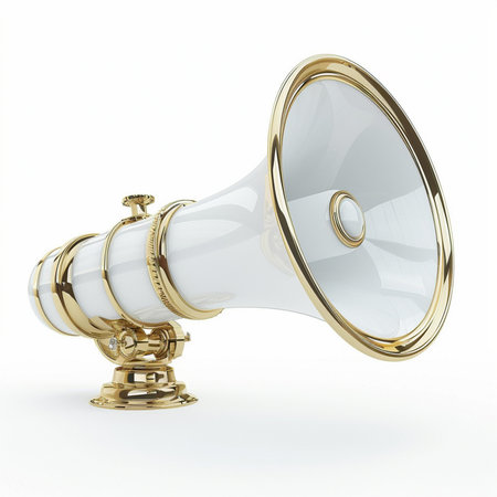 3d rendering of a bullhorn isolated on a white background.の素材