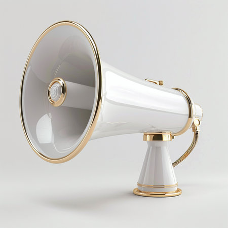 Megaphone isolated on a white background. 3d rendering.の素材