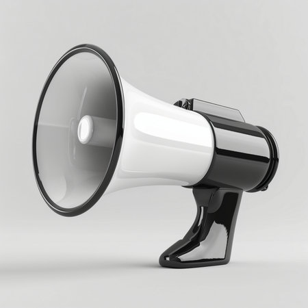 Megaphone isolated on white background. 3d render illustration.の素材