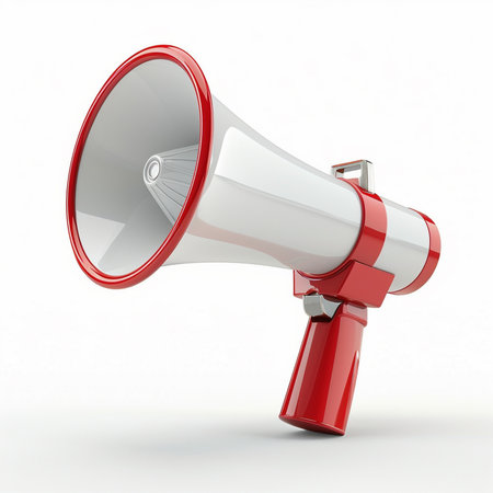Megaphone isolated on white background. 3d render illustration.の素材