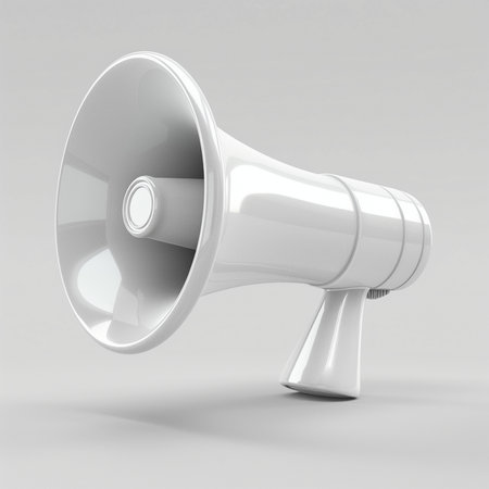 Megaphone isolated on white background. 3d render illustration.の素材