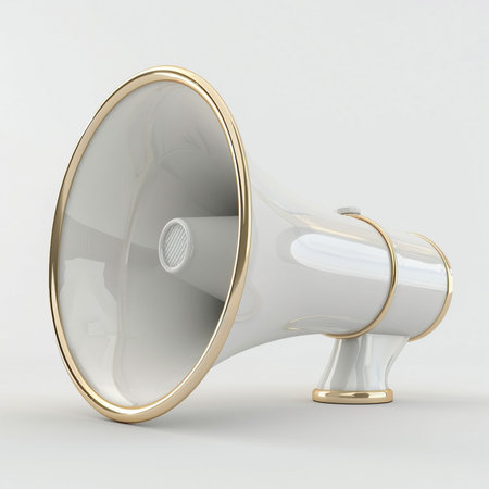 megaphone on a white background. 3d render image.の素材