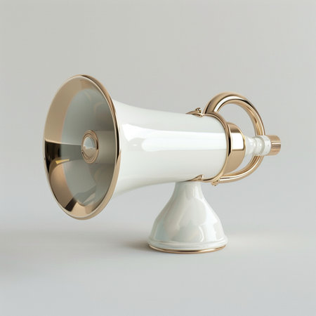 Megaphone on a white background. 3d render illustration.の素材