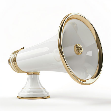 megaphone isolated on white background. 3d render illustration.の素材
