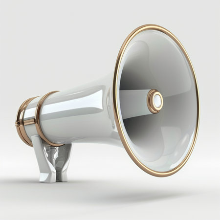 Megaphone on a white background. 3d rendering, 3d illustration.の素材