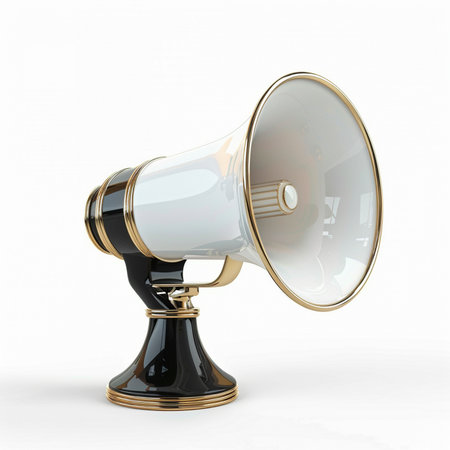 Megaphone isolated on white background. 3d render illustration.の素材