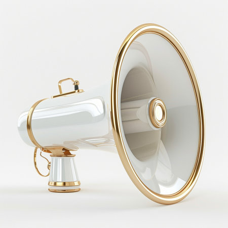 3d rendering of a megaphone on a white background.の素材
