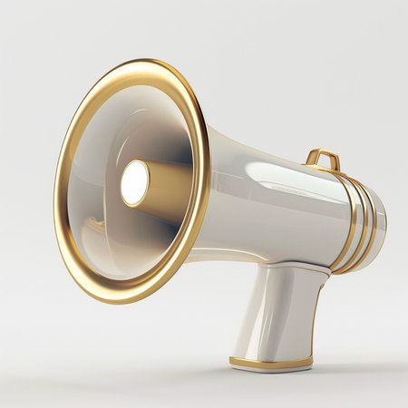 Megaphone isolated on white background. 3d render illustration.の素材