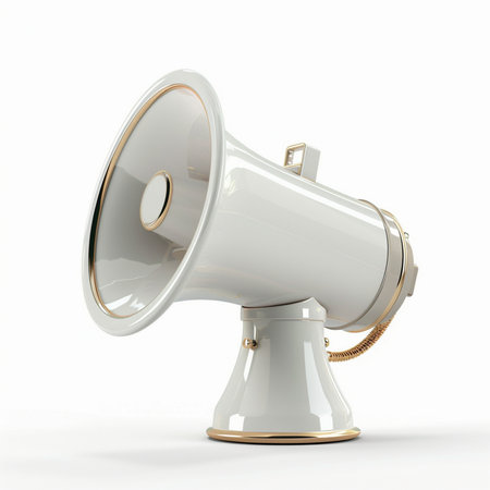 megaphone isolated on white background. 3d rendering. clipping pathの素材