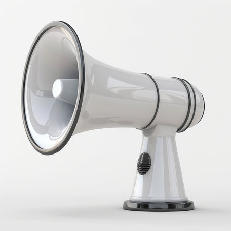 Megaphone isolated on a white background. 3d rendering.の素材