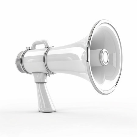 Megaphone isolated on white background. 3d rendering. High resolution image.の素材