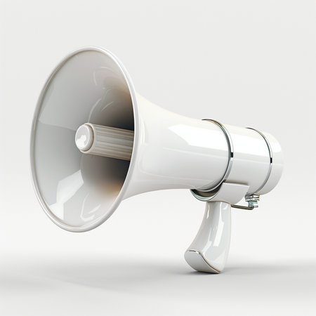 Megaphone on a white background. 3d render illustration.の素材