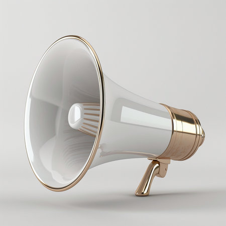 Megaphone isolated on white background. 3D rendering. Illustration.の素材