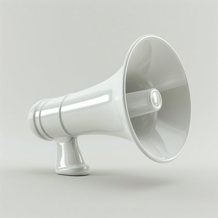 Megaphone on a white background. 3d rendering image.の素材