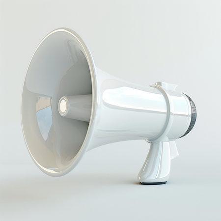 Megaphone on a white background. 3d render illustration.の素材