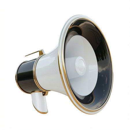 Megaphone isolated on a white background. 3d render.の素材