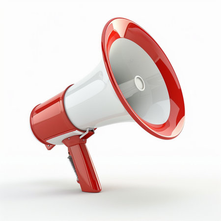 Megaphone isolated on white background. 3d render illustration.の素材