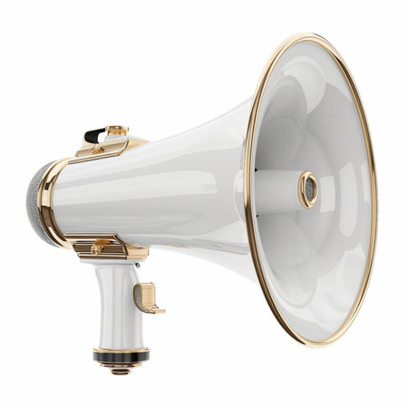 megaphone isolated on a white background. 3d rendering.の素材