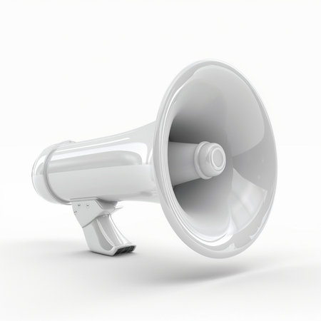 Megaphone isolated on white background. 3d render. Megaphone icon.の素材