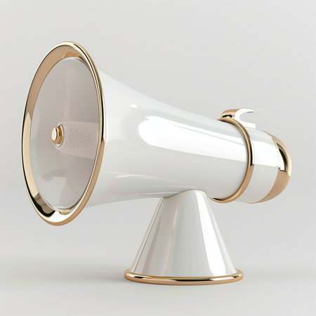 megaphone isolated on white background. 3d render illustration.の素材