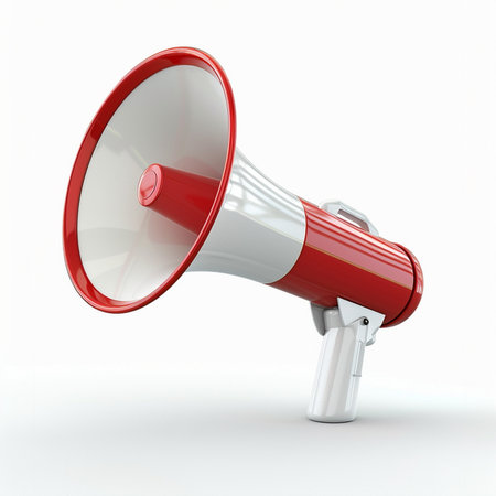 Megaphone isolated on white background. 3d render illustration.の素材