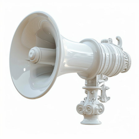 Vintage megaphone isolated on white background with clipping path.の素材