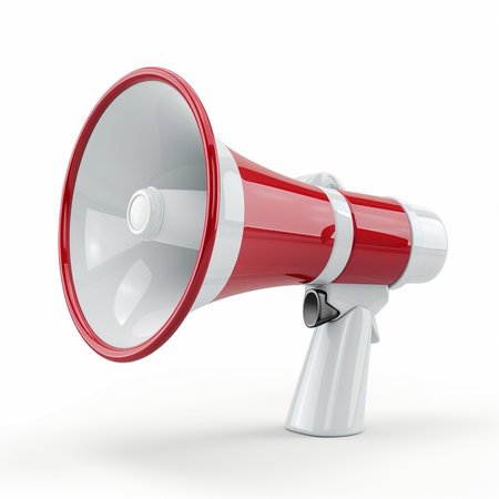 Megaphone on white background. Isolated 3D image.の素材