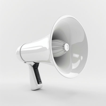 Megaphone isolated on white background. 3d render illustration.の素材
