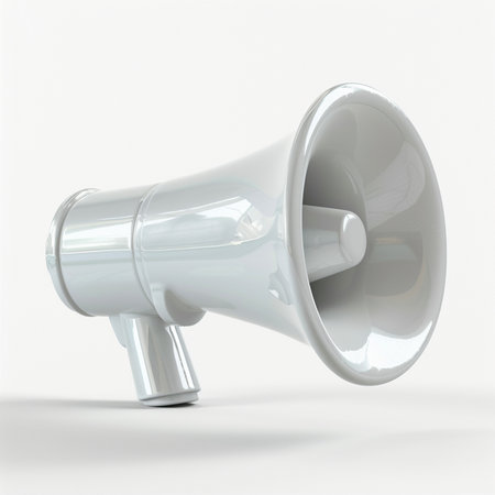 Megaphone isolated on white background. 3d render illustration.の素材