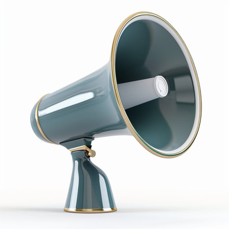 megaphone isolated on white background. 3d render illustration.の素材