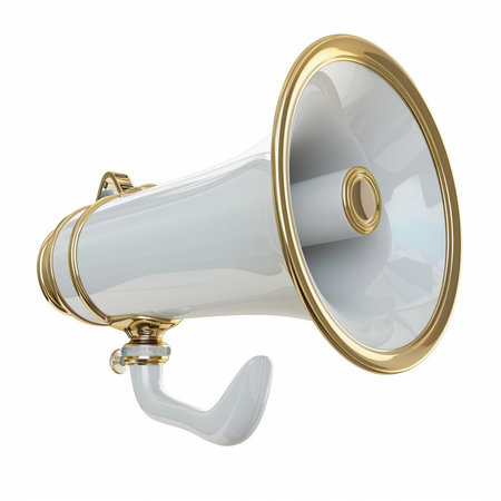 Megaphone isolated on white background. 3d render. Business concept.の素材