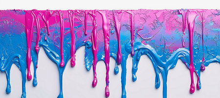Colorful paint dripping on a white background. 3D Renderingの素材