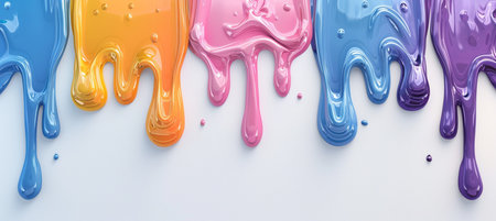 Colorful nail polish dripping on a white background. 3d renderingの素材