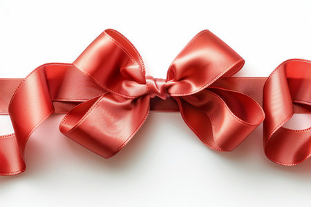red ribbon bow on white background for christmas and valentine dayの素材