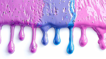 Colorful paint dripping on a white background. 3d rendering.の素材