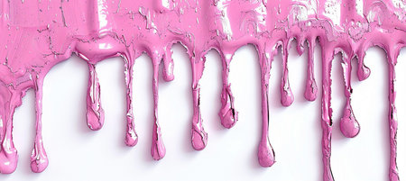 Pink paint dripping on a white background. 3d rendering, 3d illustration.の素材
