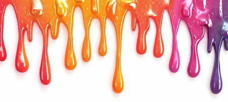 Colorful paint dripping isolated on white background. 3d rendering.の素材
