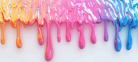 Colorful dripping paint on a white background. 3D Renderingの素材