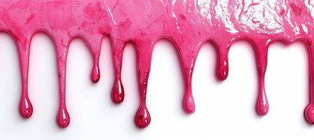 Pink paint dripping on white background. 3d rendering, 3d illustration.の素材
