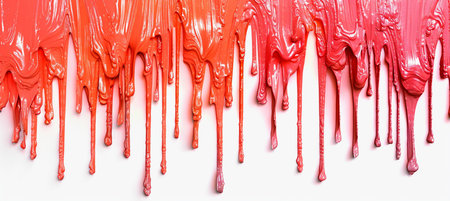 Red and pink nail polish dripping on white background. 3d renderingの素材