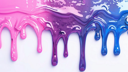 Blue and pink nail polish dripping on white background. 3d renderingの素材